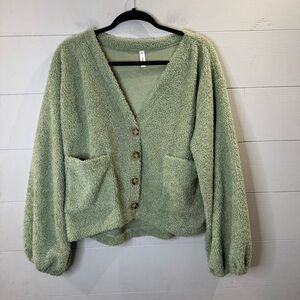Wishlist | Women's Cozy Green Button-Up Cardigan Size S/M